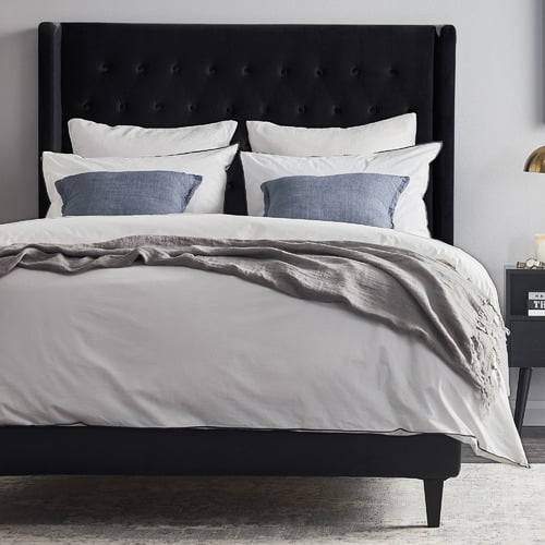 Stamford Winged Chesterfield Velvet Queen Bedhead