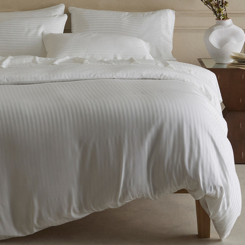 White Stripe Aetius Bamboo Quilt Cover Set