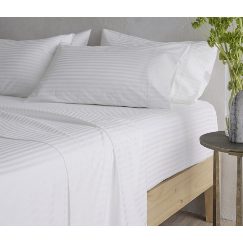White Striped Organic Cotton Sheet Set
