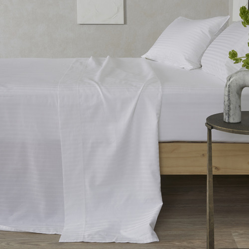 White Striped Organic Cotton Sheet Set