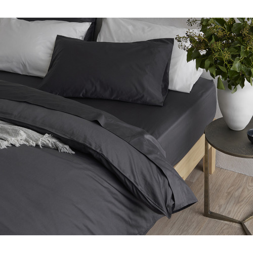 Radisson Home Charcoal Organic Cotton Quilt Cover Set Temple & ster