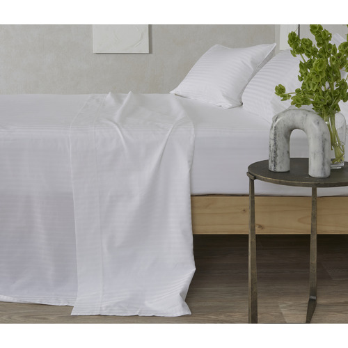 White Striped Organic Cotton Sheet Set
