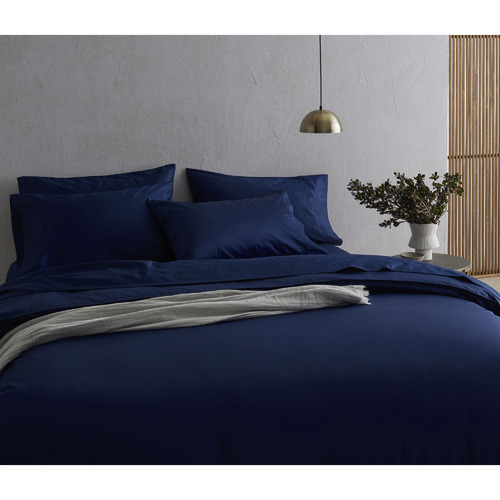 Radisson Home Navy Blue Organic Cotton Quilt Cover Set | Temple & Webster