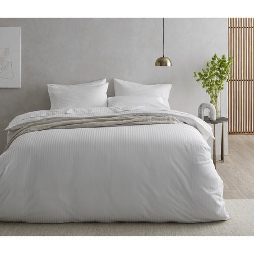 White Striped Cotton Quilt Cover Set