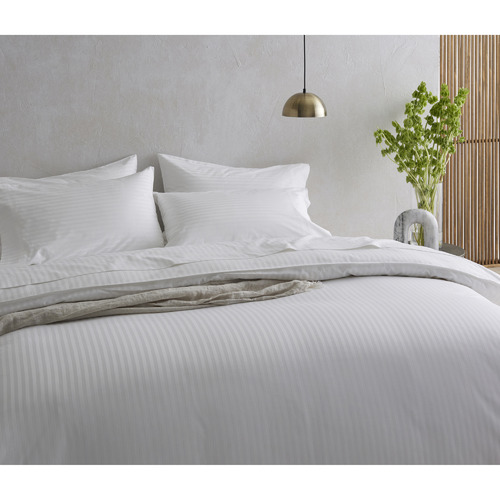 White Striped Cotton Quilt Cover Set
