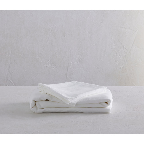White Triemes French Flax Linen Quilt Cover Set