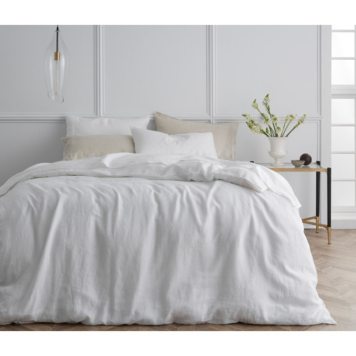 White Triemes French Flax Linen Quilt Cover Set