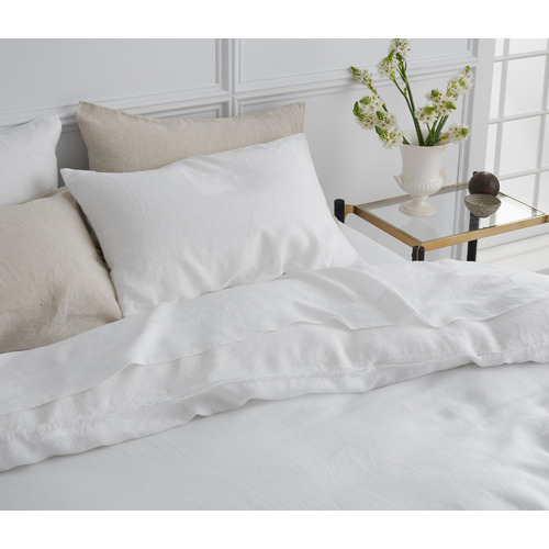 White Triemes French Flax Linen Quilt Cover Set