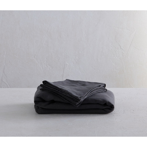 Charcoal Triemes French Flax Linen Quilt Cover Set