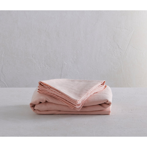 Soft Pink Triemes French Flax Linen Quilt Cover Set