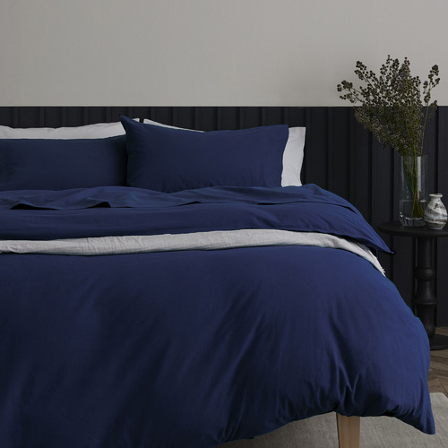 Radisson Home Navy Blue Glauci Organic Cotton Quilt Cover Set | Temple ...