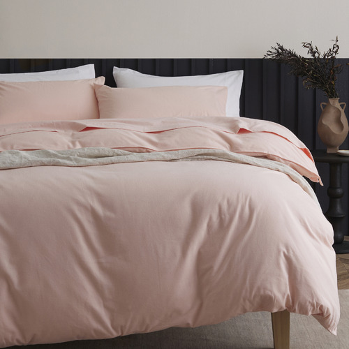 Soft Pink Glauci Organic Cotton Quilt Cover Set Temple & Webster