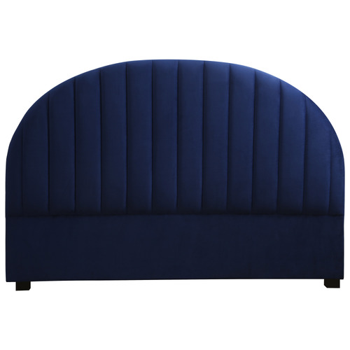 Navy Channel Arch Velvet Bedhead
