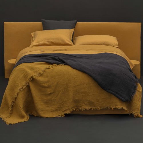 Mustard Linen Quilt Cover Set Temple, Mustard Yellow Twin Bedding