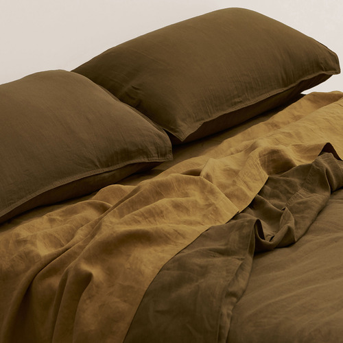 IntheSac Olive Linen Quilt Cover Set Temple & Webster