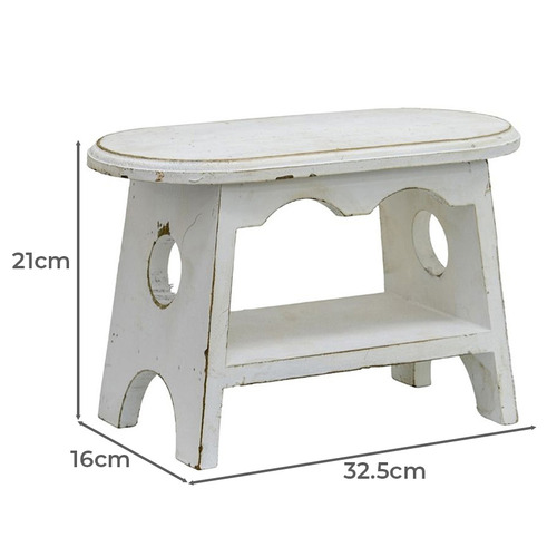 White Antique-Style Fir Wood Footstool