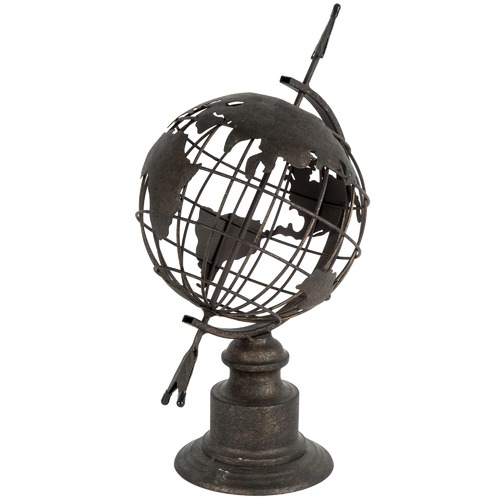 High St. Distressed World Metal Globe Decor with Arrow | Temple & Webster