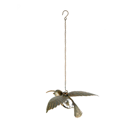 Large Hanging Humming Bird Metal Outdoor Decor
