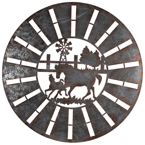 Horses Round Metal Wall Accent
