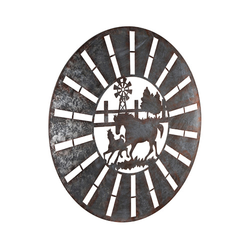 Horses Round Metal Wall Accent
