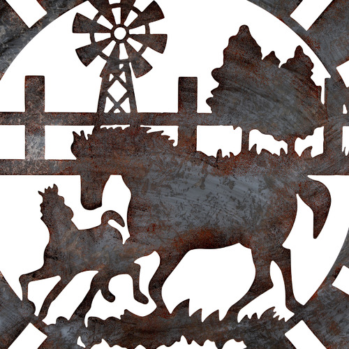 Horses Round Metal Wall Accent