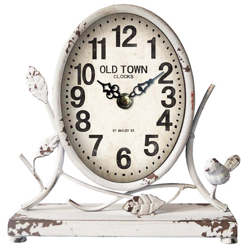 HighST. Antique White Country Table Clock Temple & ster