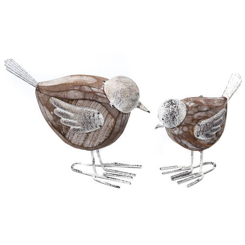 HighST. 2 Piece Distressed Mother & Baby Bird Figurine Set Temple