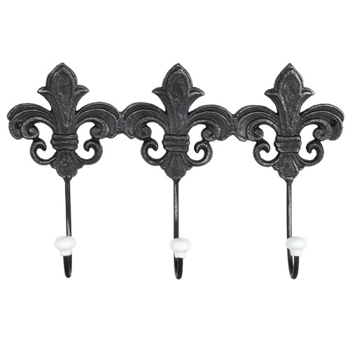 Set of 3 Cast Iron Lime Green Bright Orange and Hot Pink Fleur De Lis Hooks Matching Screws Included Heavy Duty 
