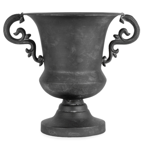HighST. Brushed Black Baroque Metal Urn with Handles Temple & ster
