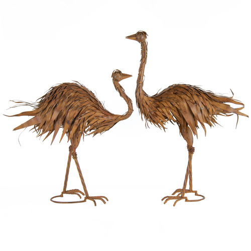 2 Piece Brown Ostrich Ornament Set