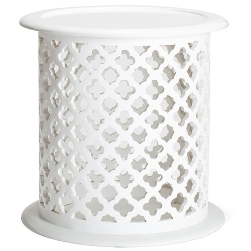 Highst Hamptons Quatrefoil Round Side, Side Tables Round White