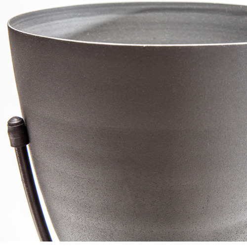 2 Piece Matte Grey Stilted Planter With Stand Set