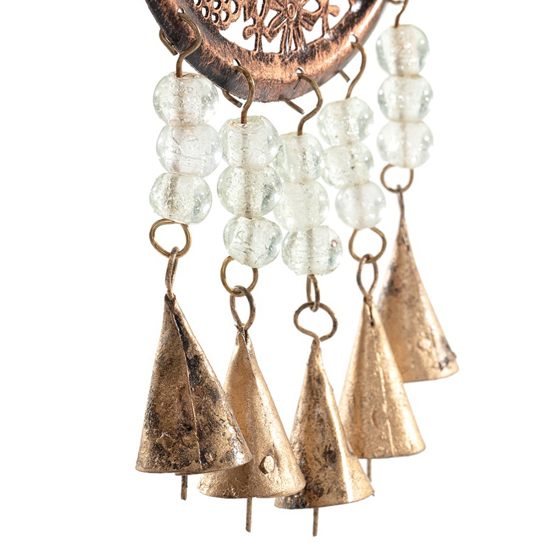 Handcrafted Iron Hanging Birds in Heart with Beads & Bells