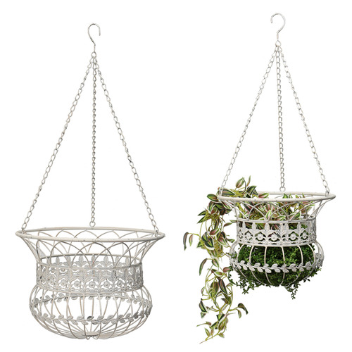 HighST. 2 Piece Nested Antique Iron Hanging Planter Set | Temple & Webster