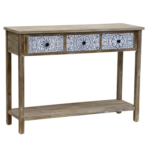 Emporium Mandala 3 Drawer Console Table, 12 Inch Console Table With Drawers