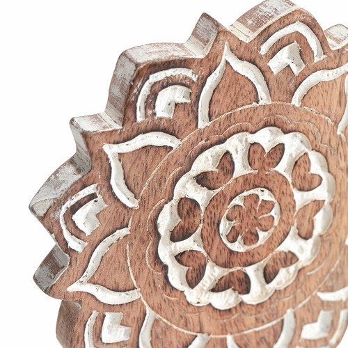4 Piece Mandala Mango Wood Coaster Set