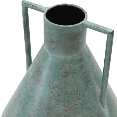 Distressed Aqua Metal 32cm Decorative Urn