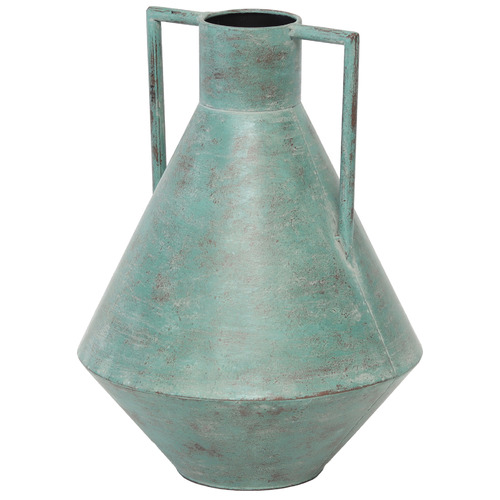 Distressed Aqua Metal 32cm Decorative Urn