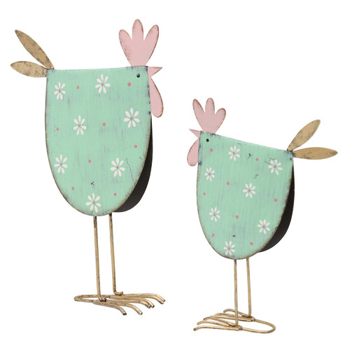 2 Piece Mum & Child Chook Statue Set