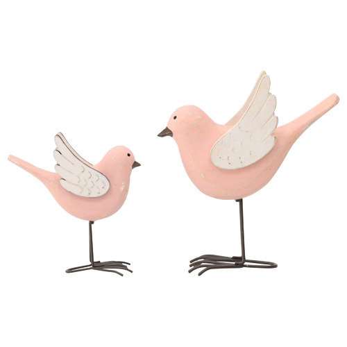 2 Piece Mum & Child Blush Birds Statue Set