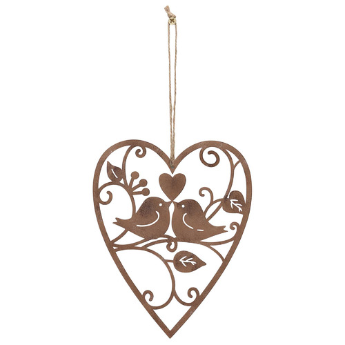 Lovebirds in Heart Iron Hanging Decor