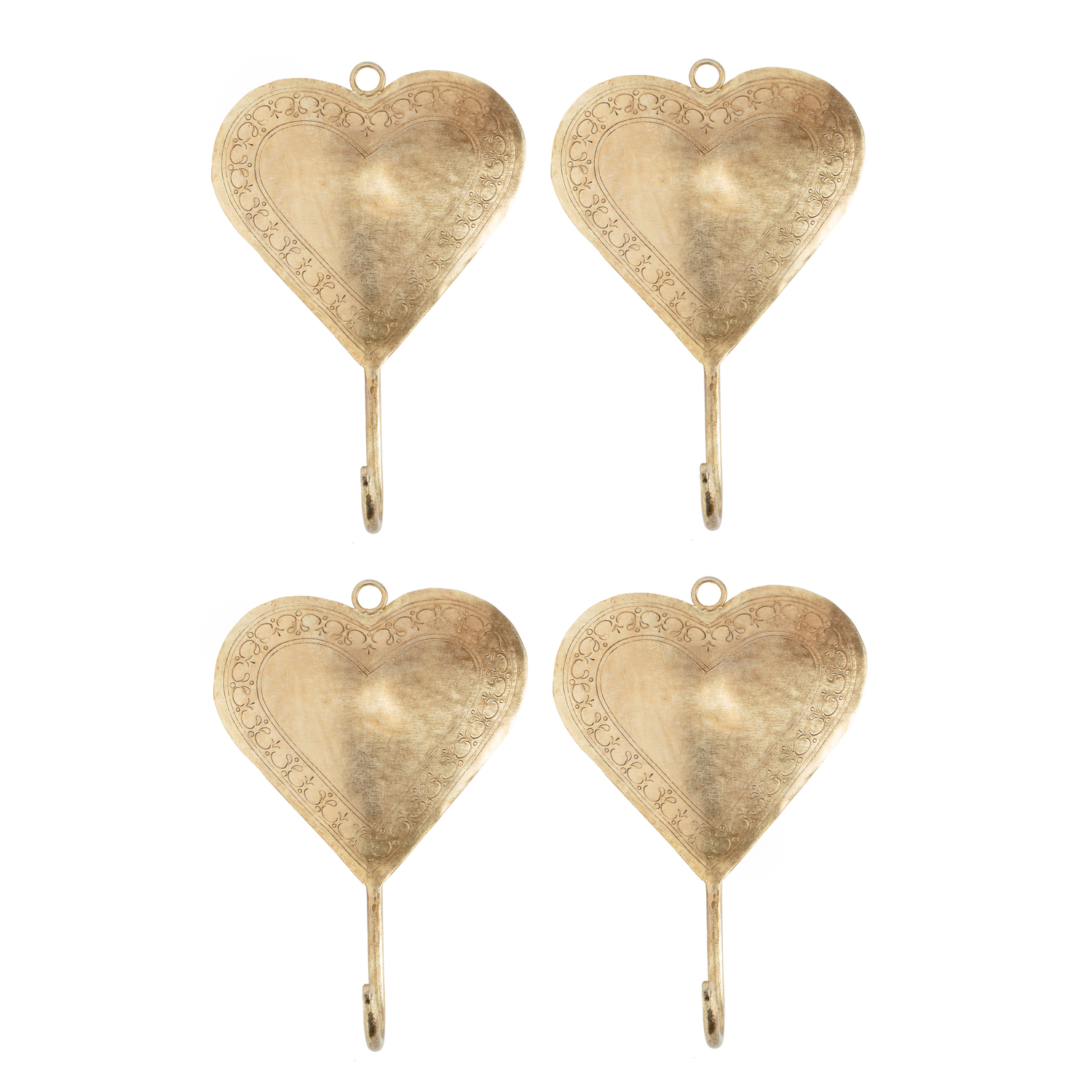 4 Piece Hand-Crafted Heart Wall Hook Set
