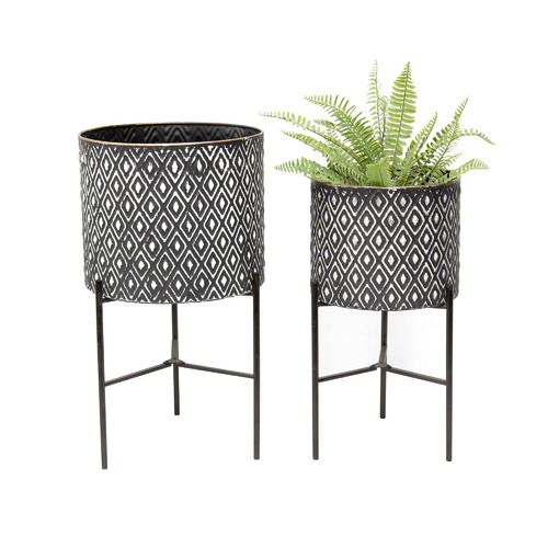 High St. 2 Piece Monochrome Planter on Stand Set | Temple & Webster