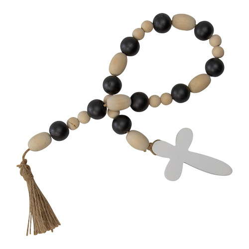 Beaded Cross Fir Wood Ornament