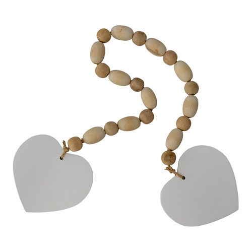 Beaded Hearts Fir Wood Ornament