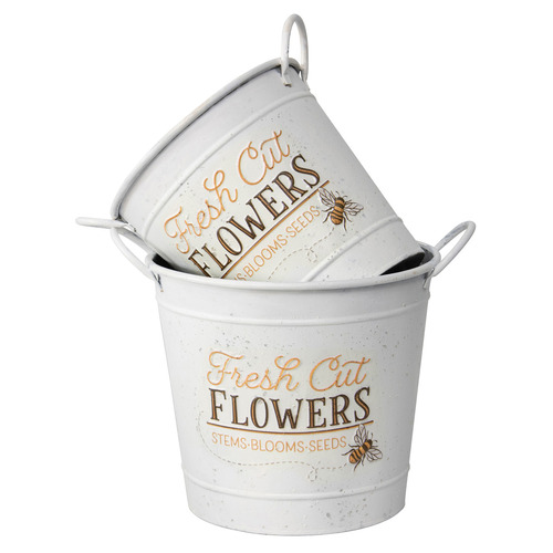 2 Piece Fresh Cut Flowers Bucket Planter Set