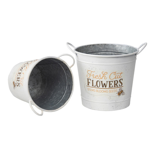 2 Piece Fresh Cut Flowers Bucket Planter Set
