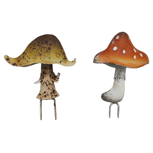 High St. 2 Piece Mushroom Garden Stake Set | Temple & Webster