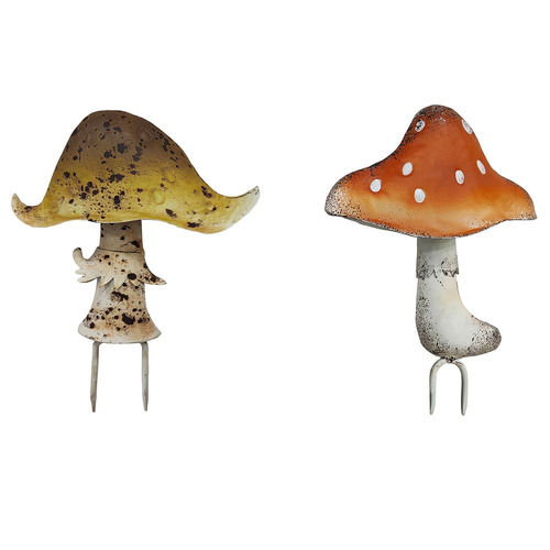 2 Piece Mushroom Garden Statue Set