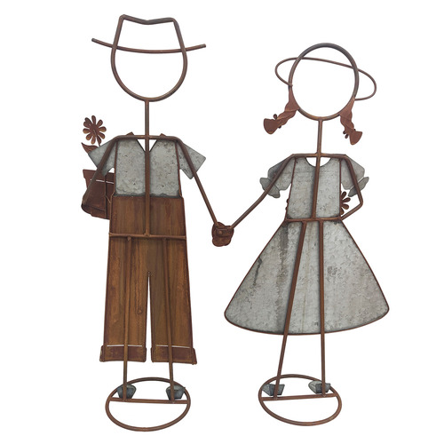 2 Piece Tall Kids Holding Hands Garden Statue Set